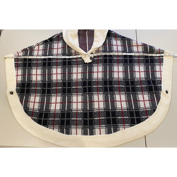Talbots Poncho Sweater Womens Large Plaid Cape Knit Academia Travel Quiet Luxury - Picture 6 of 6